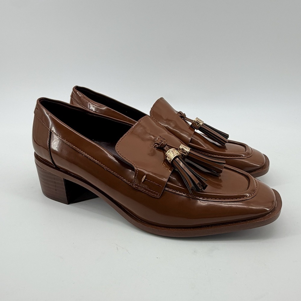 Franco Sarto Womens Donna Heeled Loafers W/ Tassles - Tobacco Shoes Sz 8M